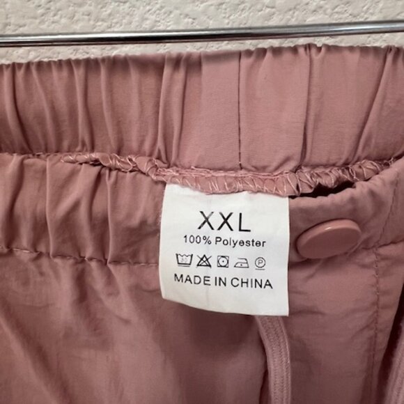 Women's Dusty Pink Cargo Pants Elastic Waist Wide Leg Casual Trousers XXL - Picture 5 of 8